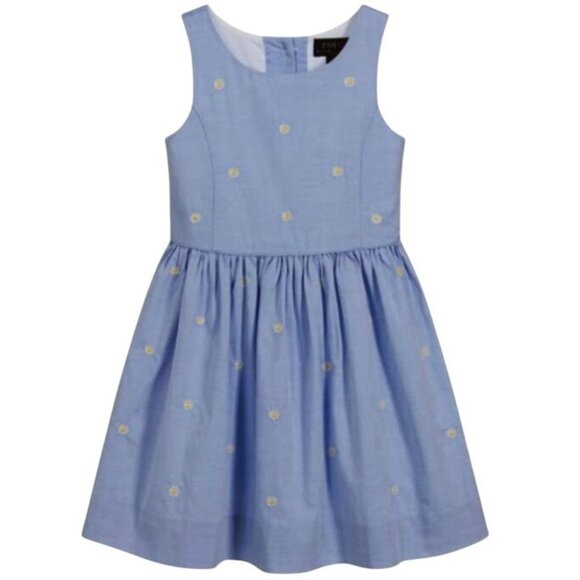 POLO Ralph Lauren Other - Polo Ralph Lauren Kids Girls Blue Fit And Flare Daisy Oxford Dress Size 7